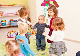 Group Of Little Children Dancing