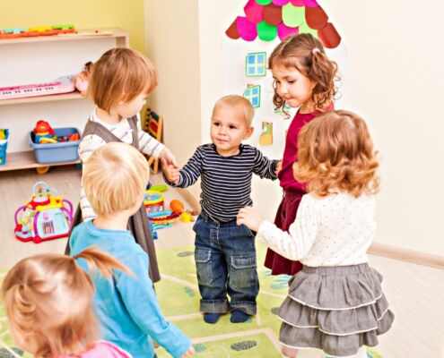 Group Of Little Children Dancing